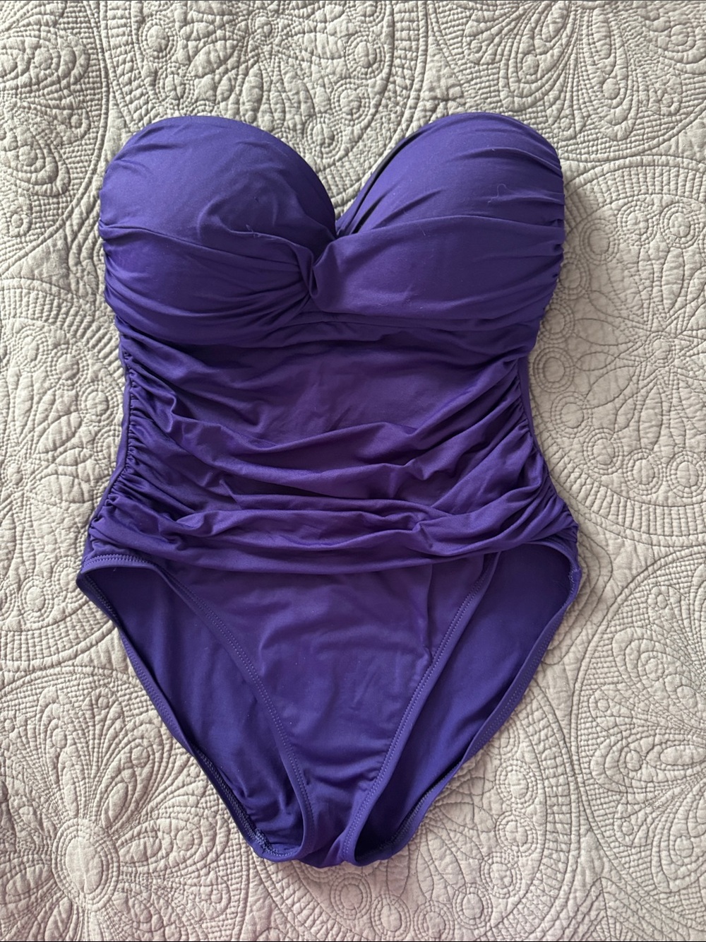 La Blanca Purple Strapless Ruched One-Piece Swimsuit